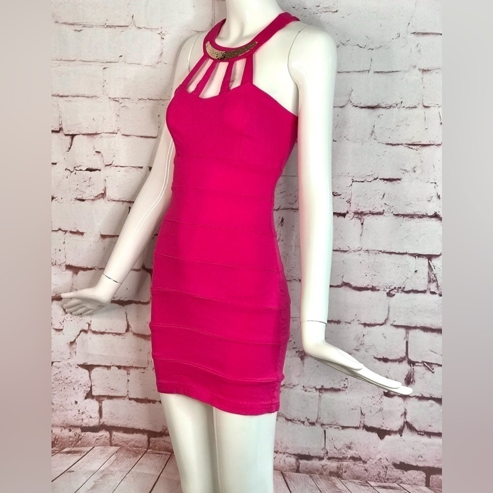 BarbieCore Y2K Hot Pink Bandage Body Con Minidress Size Small - Picture 15 of 15